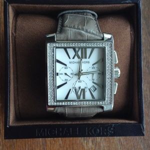 Michael Kors square face leather watch